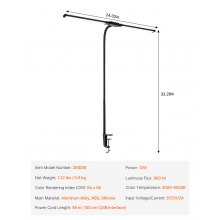 LED Desk Lamp with Clamp Double Head Desk Lamp with 360° Adjustable Gooseneck