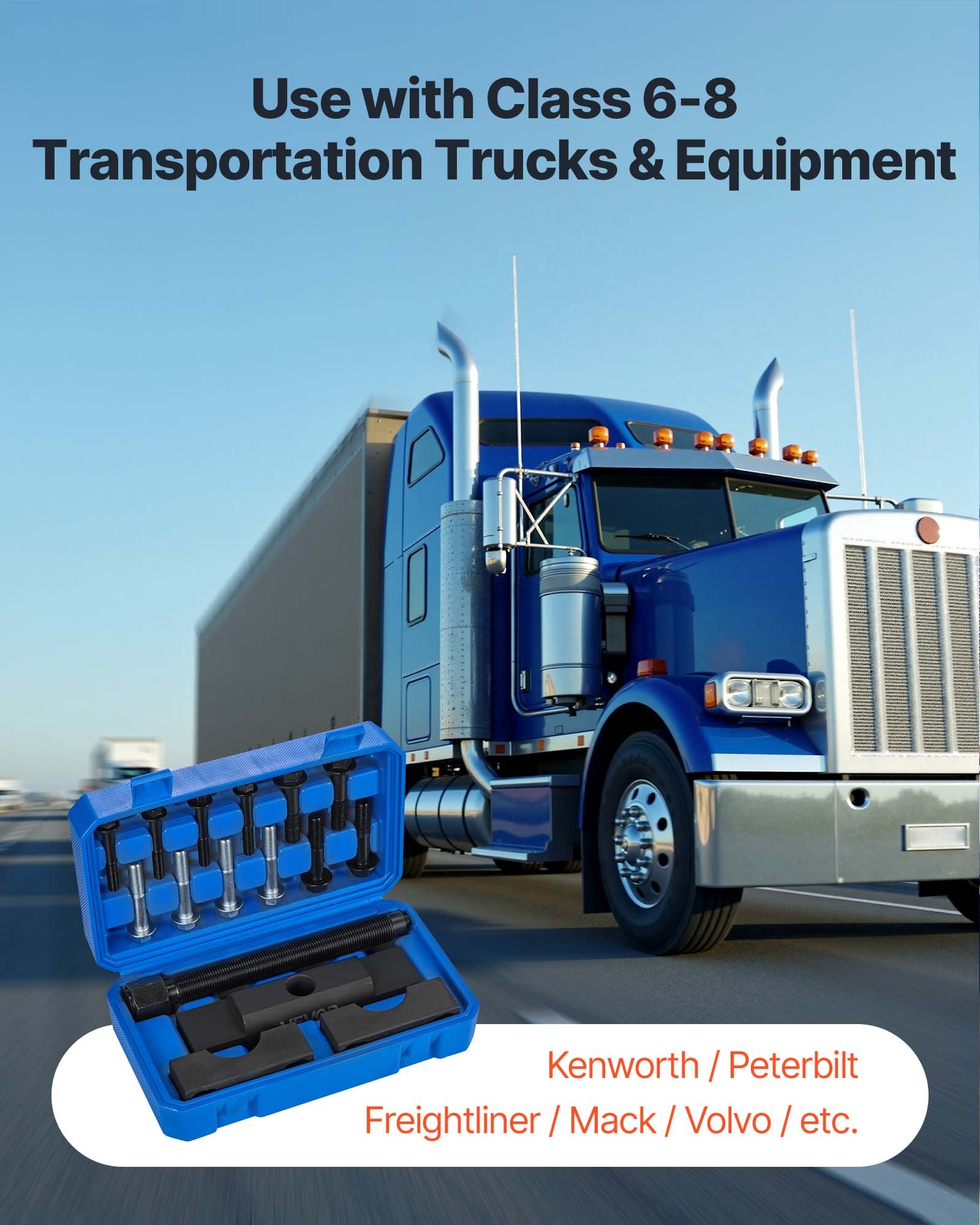 VEVOR Yoke Puller, Made for Class 6-8 Transportation Trucks and Equipment, Heavy Duty Yoke Removal Tool Kit, Automotive Yoke Puller Kit Compatible with Kenworth, Peterbilt, Freightliner, Mack, Volvo