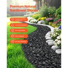 Natural River Rocks 1-2 in 15 lbs Decorative Smooth Black Garden Pebble Stones