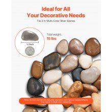 Natural River Rocks 1-2 in 15 lbs Decorative Multi-Color Pebble Stones Smooth