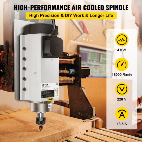 VEVOR 4KW 2220V Air Cooled Spindle Motor ER20 CNC Air Cooling Spindle Motor for CNC Engraving Milling Machine