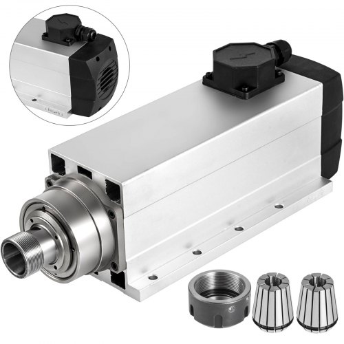 VEVOR Spindle Motor 7.5KW Square Air Cooled Spindle Motor ER32 Collect 18000RPM 380V CNC Spindle Motor for CNC Router Engraving Milling Machine (7.5KW Air Cooled)