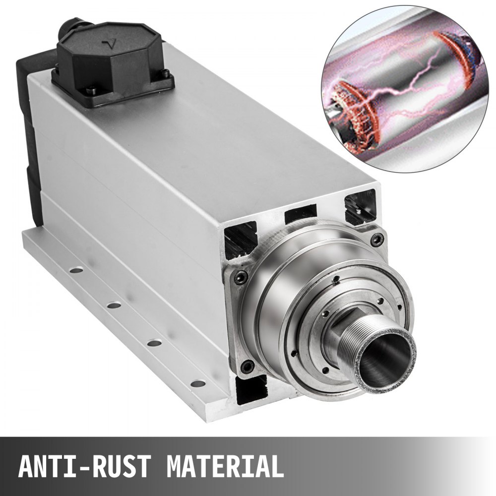 VEVOR Spindle Motor 7.5KW Square Air Cooled Spindle Motor ER32 Collect 18000RPM 380V CNC Spindle Motor for CNC Router Engraving Milling Machine (7.5KW Air Cooled)