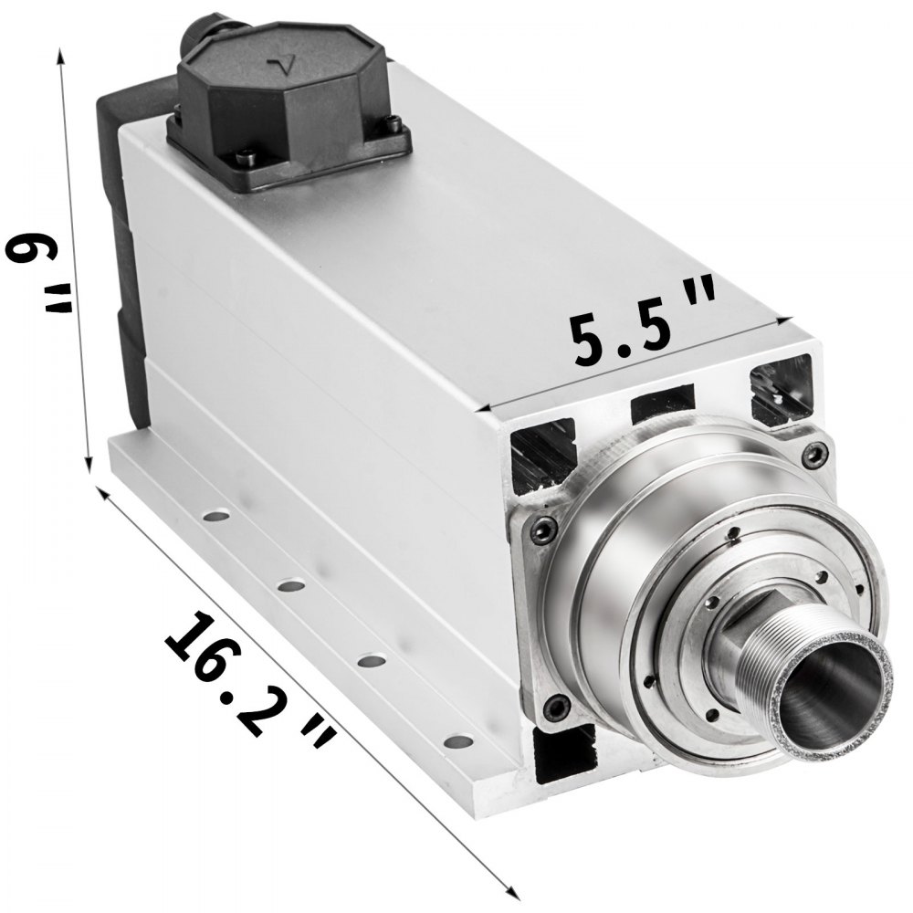 VEVOR Spindle Motor 7.5KW Square Air Cooled Spindle Motor ER32 Collect 18000RPM 380V CNC Spindle Motor for CNC Router Engraving Milling Machine (7.5KW Air Cooled)