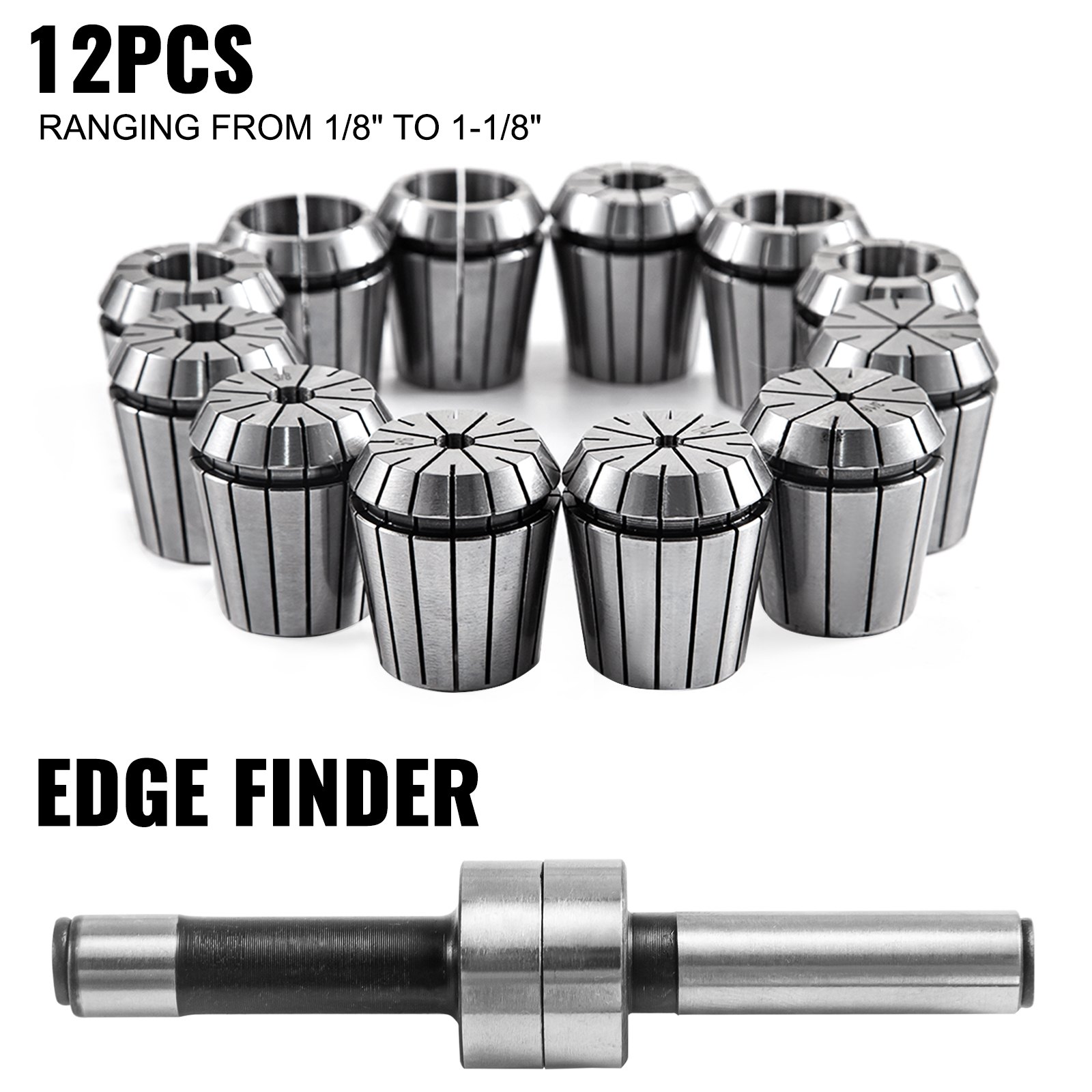 Vevor Precision Er40 Collet Set 12 Pcs Spring Collet Chuck 1/8"- 1-1/8" For Cnc