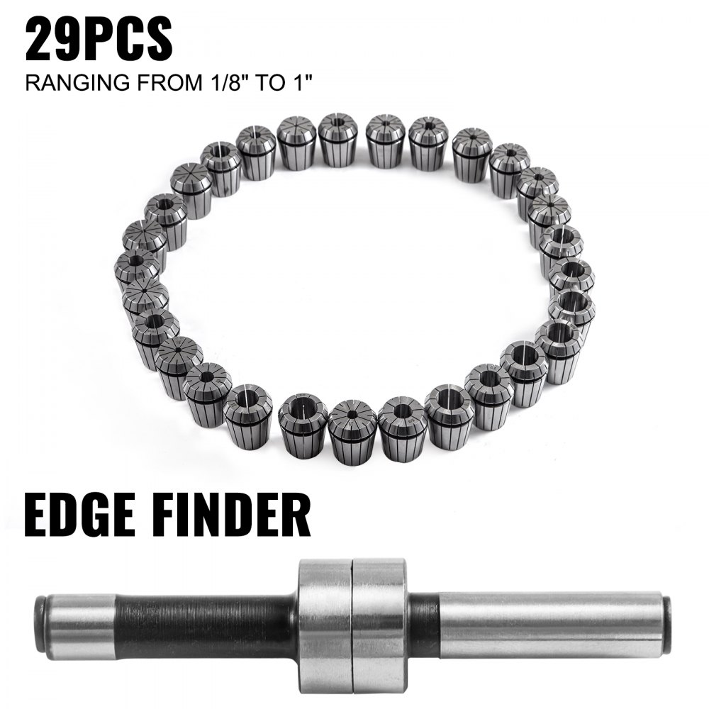 VEVOR Collet Set Collet Chuck 29PCs ER40 Workholding Collets 1/8"-1" for Milling