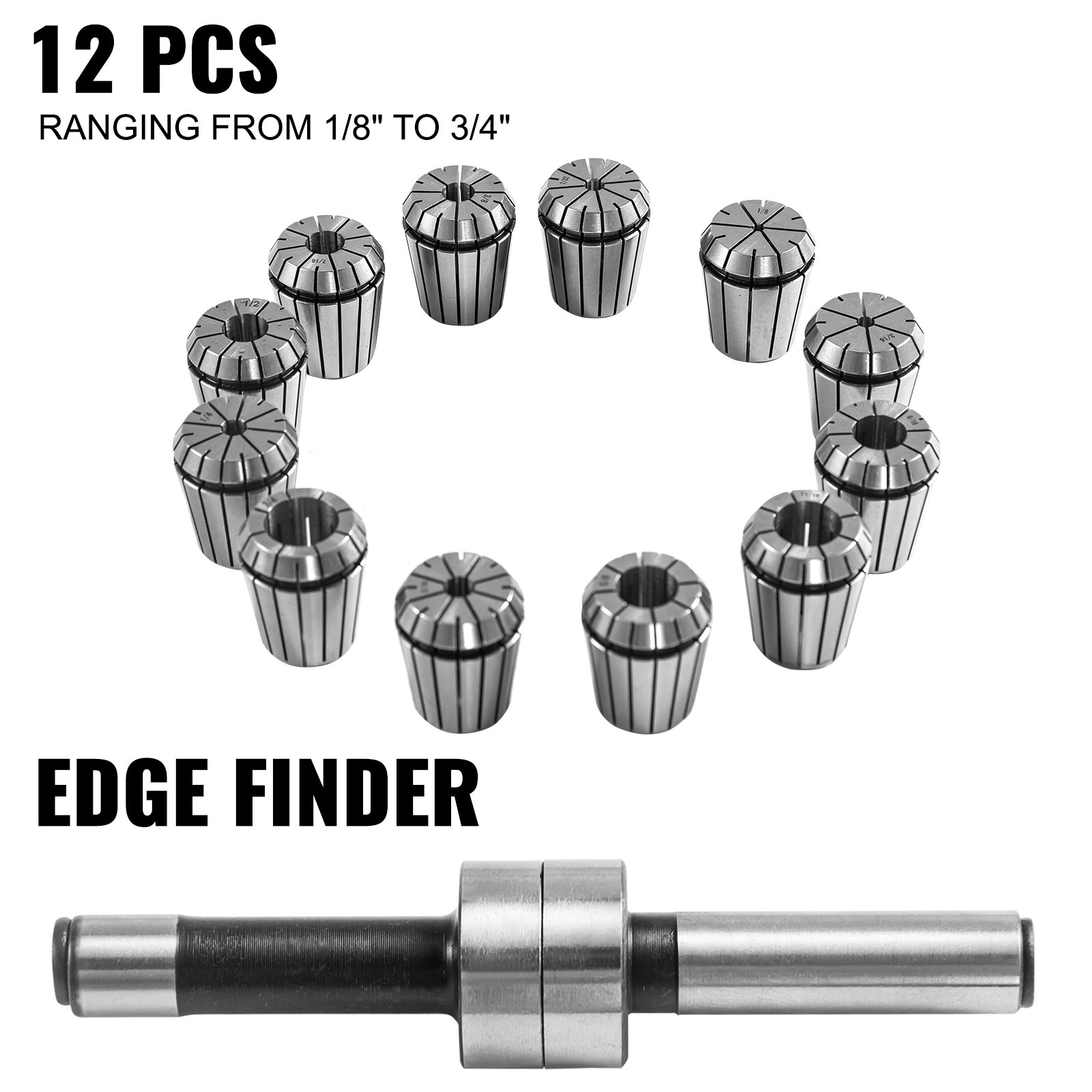 VEVOR Precision ER32 Collet Set 12 PCs Collet Chuck  1/8" - 3/4" for CNC Milling
