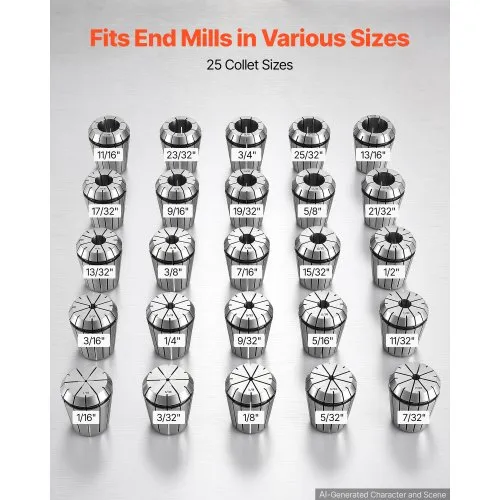 ER32 tsangikomplekt 1/16"-13/16", 25-osaline — pilt 5