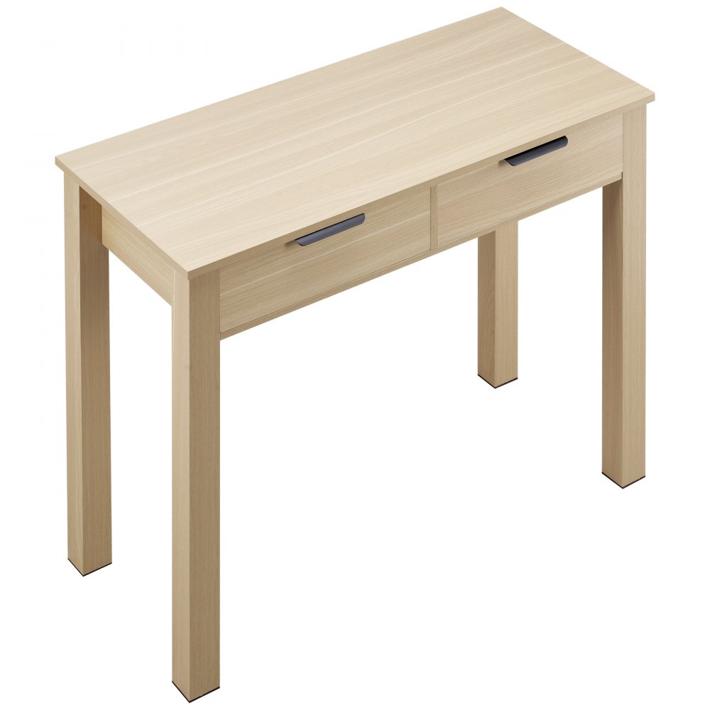 VEVOR Small Desk with Drawers, Kids Desk for Bedroom, Modern Simple Study Table for Drawing, Reading, Writing, Rectangle MDF Furniture Study Storage Table for Home, Office, Light Wood