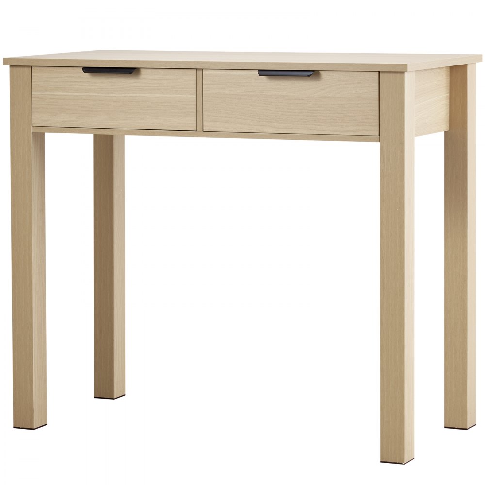 VEVOR Small Desk with Drawers, Kids Desk for Bedroom, Modern Simple Study Table for Drawing, Reading, Writing, Rectangle MDF Furniture Study Storage Table for Home, Office, Light Wood