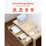 VEVOR Small Desk with Drawers, Kids Desk for Bedroom, Modern Simple Study Table for Drawing, Reading, Writing, Rectangle MDF Furniture Study Storage Table for Home, Office, Light Wood