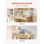 VEVOR Small Desk with Drawers, Kids Desk for Bedroom, Modern Simple Study Table for Drawing, Reading, Writing, Rectangle MDF Furniture Study Storage Table for Home, Office, Light Wood