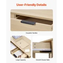 VEVOR Small Desk with Drawer Kids Desk for Bedroom Simple Study Table Light Wood