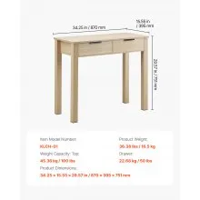 VEVOR Small Desk with Drawers, Kids Desk for Bedroom, Modern Simple Study Table for Drawing, Reading, Writing, Rectangle MDF Furniture Study Storage Table for Home, Office, Light Wood