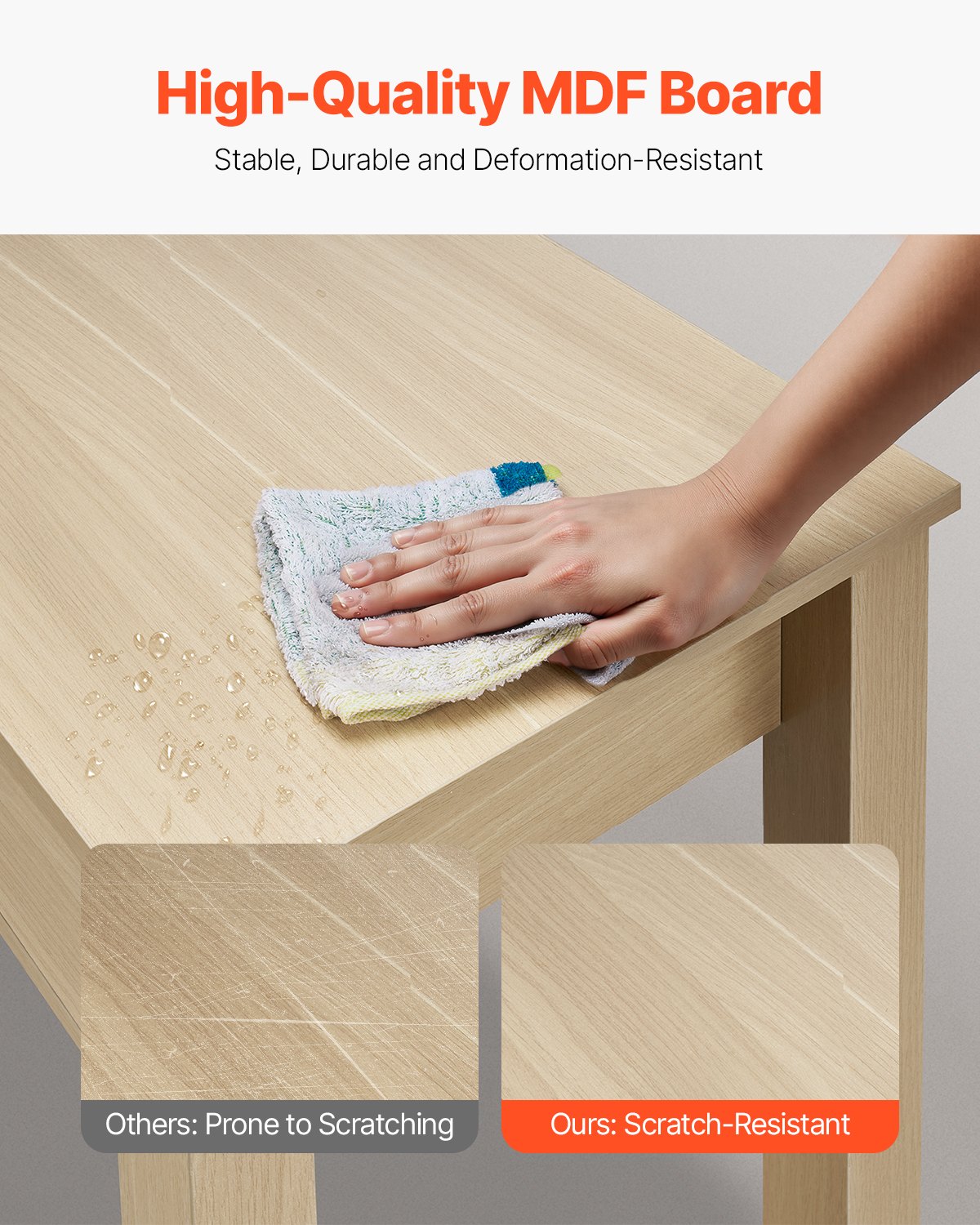 VEVOR Small Desk with Drawers, Kids Desk for Bedroom, Modern Simple Study Table for Drawing, Reading, Writing, Rectangle MDF Furniture Study Storage Table for Home, Office, Light Wood