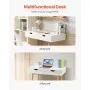 VEVOR Small Desk with Drawers, Kids Desk for Bedroom, Wooden Simple Study Table for Drawing, Reading, Writing, Rectangle MDF Furniture Study Storage Table for Home, Office, White + Wood