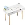 VEVOR Small Desk with Drawers, Kids Desk for Bedroom, Wooden Simple Study Table for Drawing, Reading, Writing, Rectangle MDF Furniture Study Storage Table for Home, Office, White + Wood