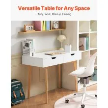 VEVOR Small Desk with Drawer Kids Desk for Bedroom Wooden Study Table White+Wood