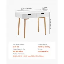 VEVOR Small Desk with Drawer Kids Desk for Bedroom Wooden Study Table White+Wood