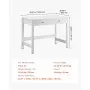 VEVOR Small Desk with Drawers, Kids Desk for Bedroom, Modern Simple Study Table for Drawing, Reading, Writing, Rectangle MDF Furniture Study Storage Table for Home, Office, White