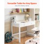 VEVOR Small Desk with Drawers, Kids Desk for Bedroom, Modern Simple Study Table for Drawing, Reading, Writing, Rectangle MDF Furniture Study Storage Table for Home, Office, White
