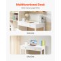 VEVOR Small Desk with Drawers, Kids Desk for Bedroom, Modern Simple Study Table for Drawing, Reading, Writing, Rectangle MDF Furniture Study Storage Table for Home, Office, White