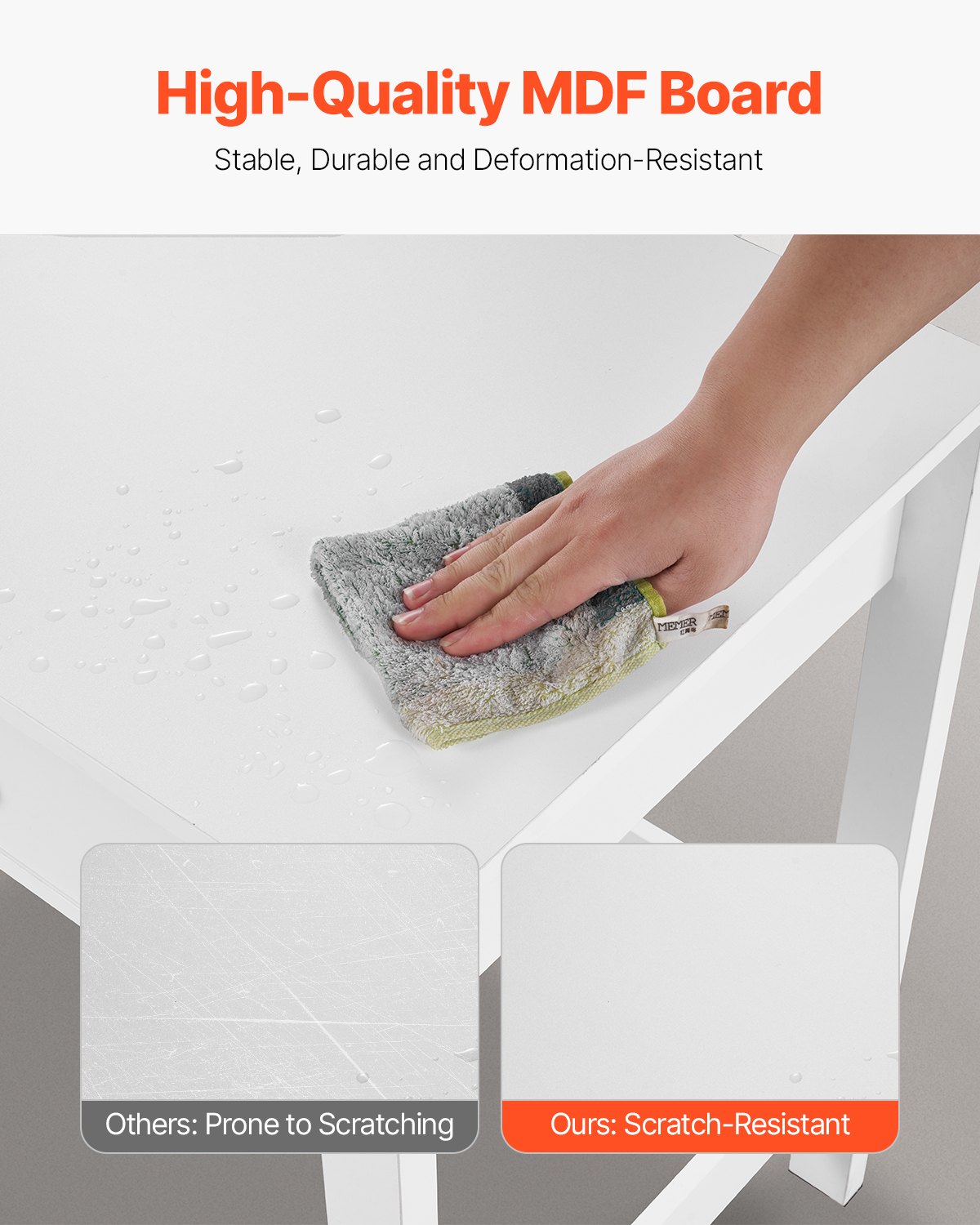 Escritorio pequeño VEVOR con cajones, escritorio infantil para dormitorio, mesa de estudio moderna y sencilla para dibujar, leer y escribir, mesa rectangular de MDF con almacenamiento para el hogar y la oficina, color blanco.