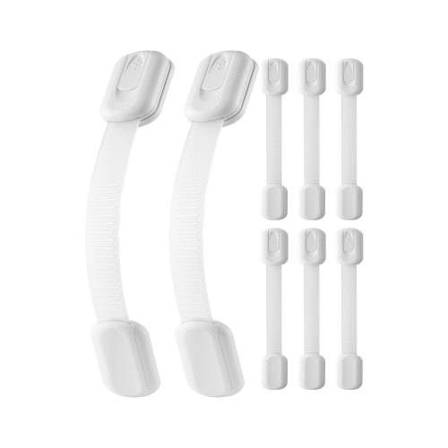 Child Safety Strap Locks 8 Pcs 3M Adhesive Cabinet Drawer Door Cupboard Latches