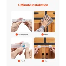 Child Safety Strap Locks 8 Pcs 3M Adhesive Cabinet Drawer Door Cupboard Latches