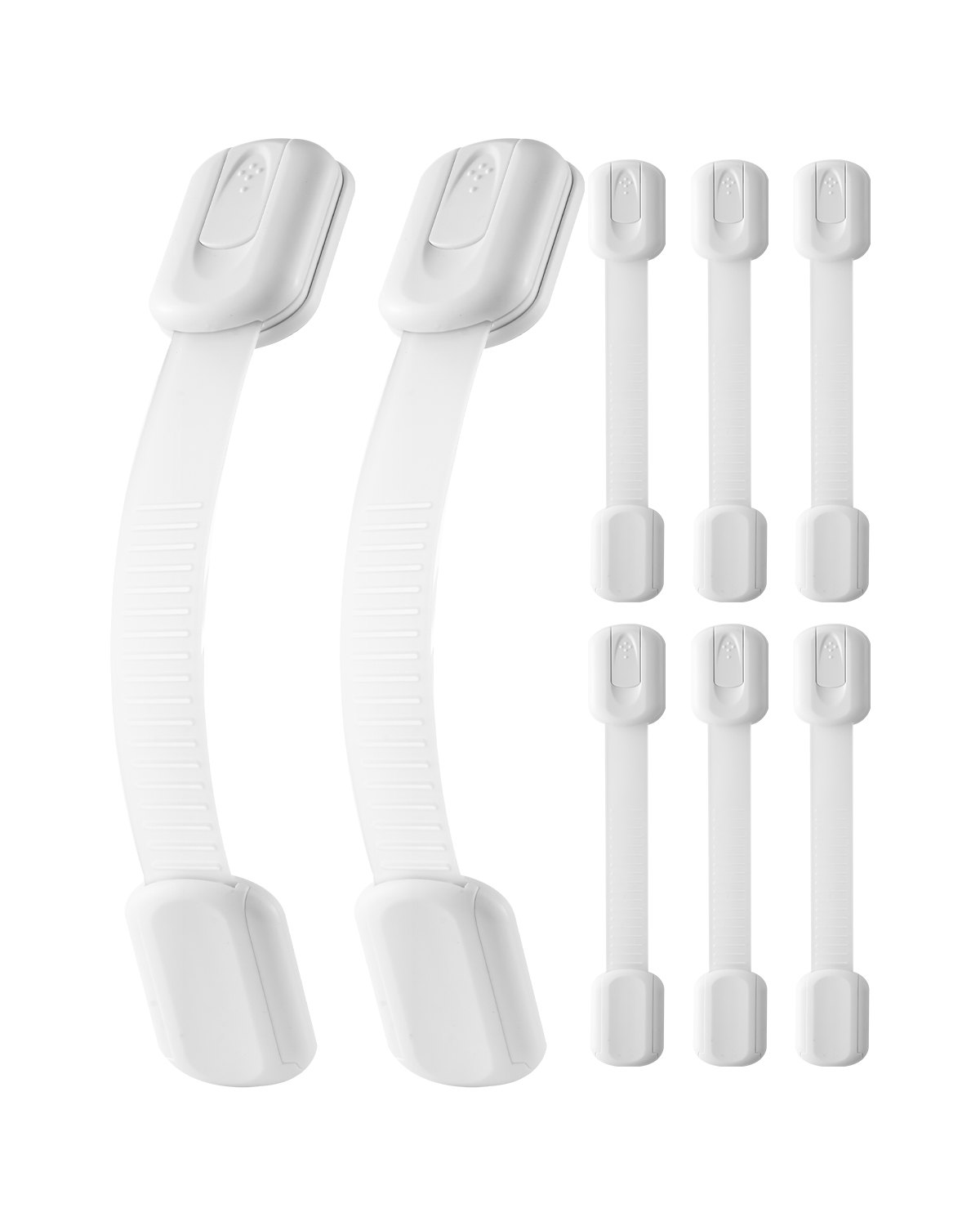 VEVOR Child Safety Strap Locks, 8 Packs Adjustable Baby Proofing Cabinet Locks, 3M Adhesive Cabinet Drawer Door Latches, No Drilling Required, for Fridge Dishwasher Toilet Seat Cupboard Oven Trash Can
