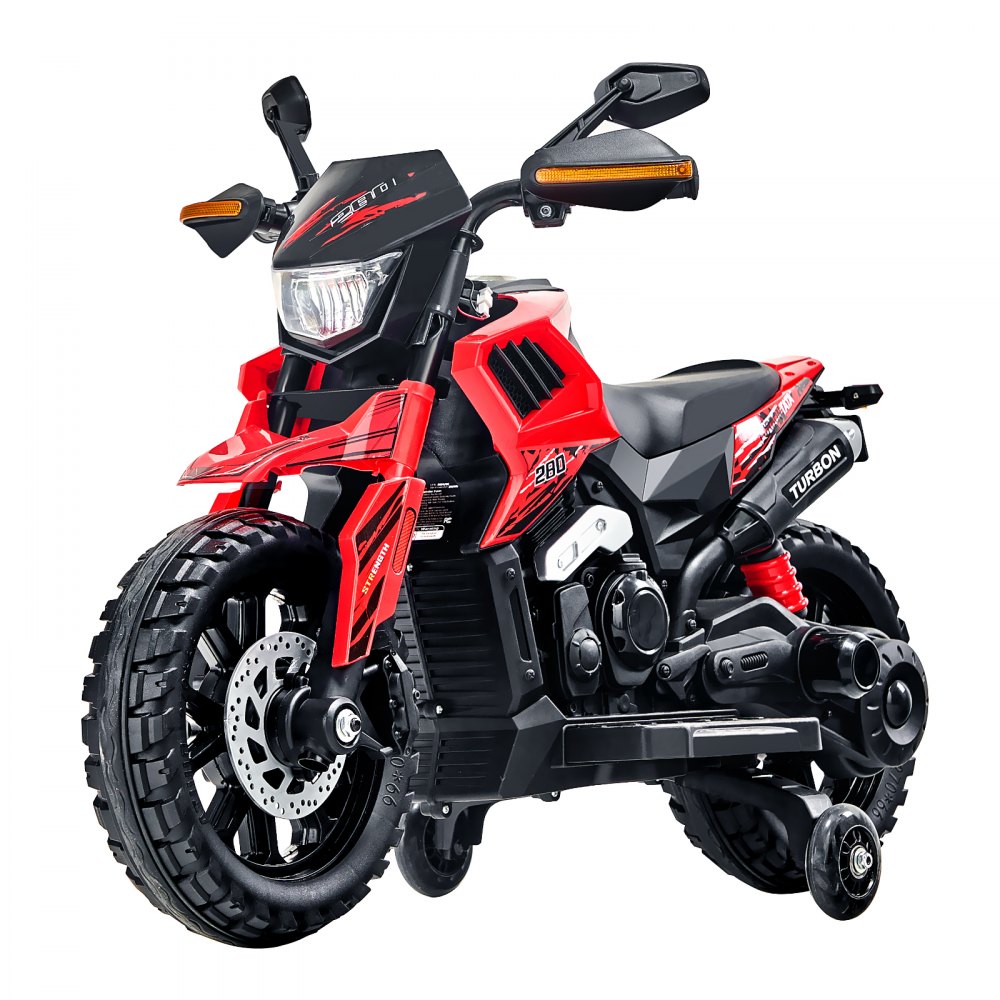 VEVOR Kids Ride On Motorcycle, 6V Battery Powered Electric Motorcycle with Speed Up to 3mph, Detachable Training Wheels, Headlight, LED Light, Music, Bluetooth, Gift for Children Boys Girls Aged 3-4