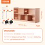 VEVOR storage shelf details, mahogany and aspen wood, 20 compartments, 1220x330x760mm, comes with manual.