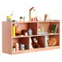 VEVOR storage shelf with toys, books, clock, and decor items in wooden compartments for kids&#039; room.