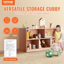 VEVOR Cubby Mobile Tray Storage Cabinet, 5-Compartment Cubby Storage Shelf, Cubby Storage Cabinet 2-shelf, Classroom Cubbies, Classroom Furniture for Home, Daycare and Preschool, Natural