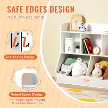 VEVOR Wood Kid Storage Cubby, Toy Storage Organizer with Bookshelf, 5-Cubby Wood Toy Storage Cabinet, Children Book Toy Shelf for Kids Room, Playroom, Kindergarten, Nursery, White