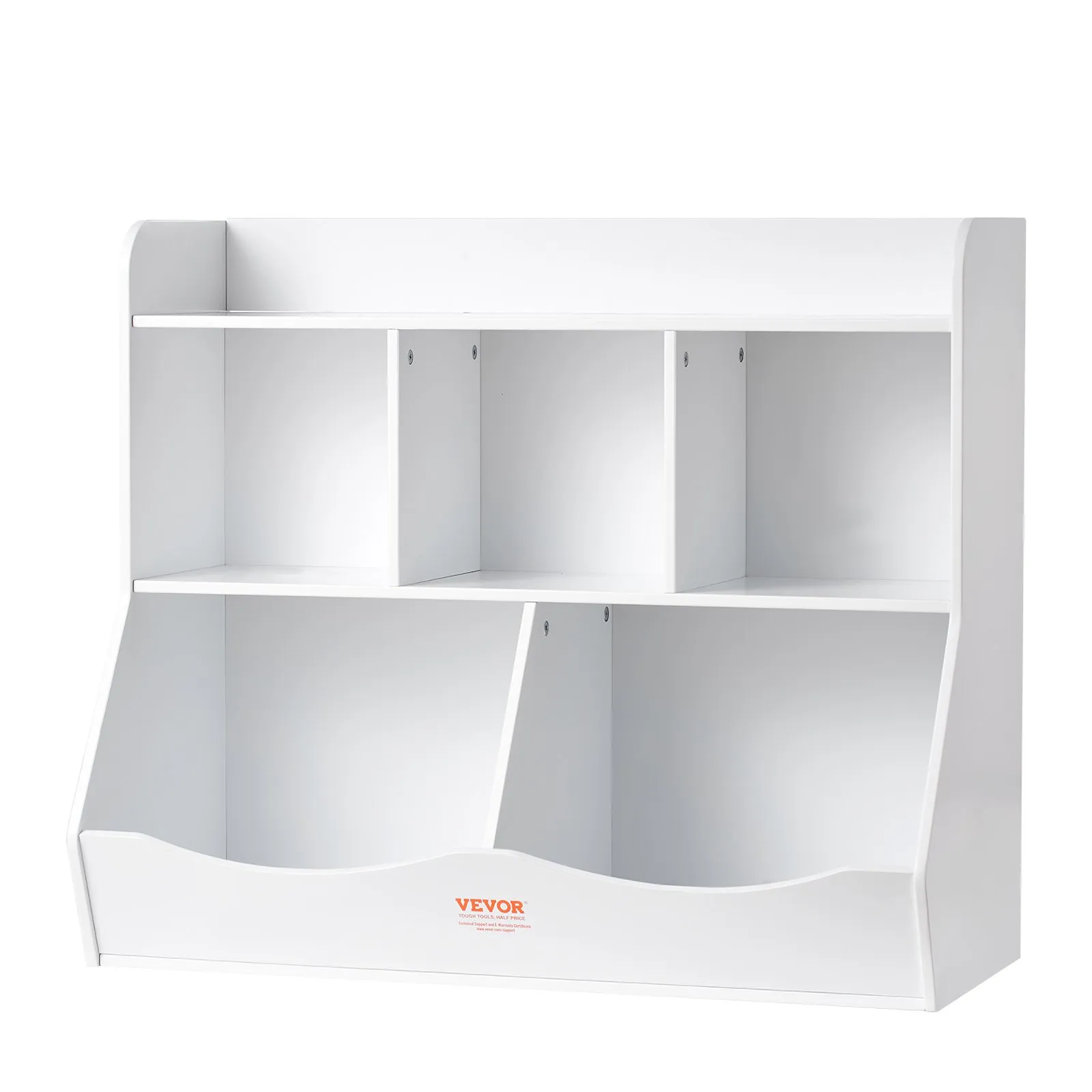 VEVOR toy storage organizer, white with multiple compartments and a branded logo at the bottom front.