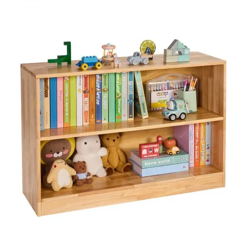 VEVOR Montessori Bookshelf, 870 mm Width Toy Storage Organizer,  2-Tier Kids Display Storage Cabinet, Daycare Furniture, Kids Bookshelf for Bedroom, Nursery, Living Room, Entryway, Preschool, Brown