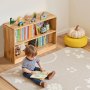 VEVOR Montessori Bookshelf, 35.4 in Width Toy Storage Organizer,  2-Tier Kids Display Storage Cabinet, Daycare Furniture, Kids Bookshelf for Bedroom, Nursery, Living Room, Entryway, Preschool, Brown