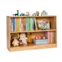 VEVOR Montessori Bookshelf, 35.4 in Width Toy Storage Organizer,  2-Tier Kids Display Storage Cabinet, Daycare Furniture, Kids Bookshelf for Bedroom, Nursery, Living Room, Entryway, Preschool, Brown