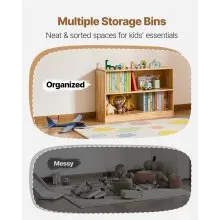 VEVOR Montessori Bookshelf, 870 mm Width Toy Storage Organizer,  2-Tier Kids Display Storage Cabinet, Daycare Furniture, Kids Bookshelf for Bedroom, Nursery, Living Room, Entryway, Preschool, Brown