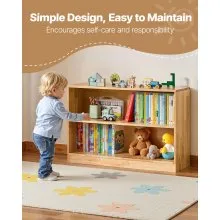 VEVOR Montessori Bookshelf, 870 mm Width Toy Storage Organizer,  2-Tier Kids Display Storage Cabinet, Daycare Furniture, Kids Bookshelf for Bedroom, Nursery, Living Room, Entryway, Preschool, Brown