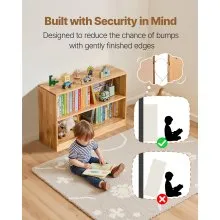 VEVOR Montessori Bookshelf, 870 mm Width Toy Storage Organizer,  2-Tier Kids Display Storage Cabinet, Daycare Furniture, Kids Bookshelf for Bedroom, Nursery, Living Room, Entryway, Preschool, Brown