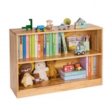 VEVOR Montessori Bookshelf, 870 mm Width Toy Storage Organizer,  2-Tier Kids Display Storage Cabinet, Daycare Furniture, Kids Bookshelf for Bedroom, Nursery, Living Room, Entryway, Preschool, Brown