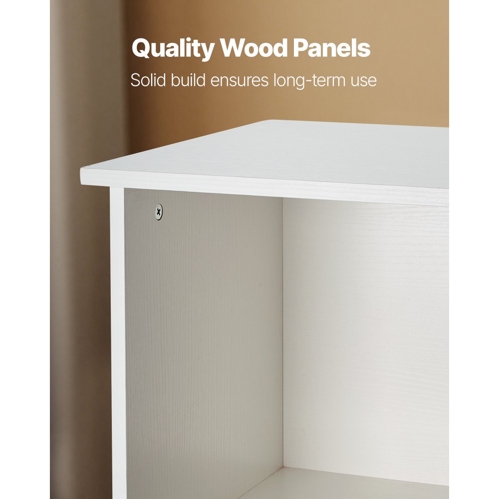 VEVOR Toy Storage Organizer, Wooden Kids Bookshelf with Storage, Toy Storage Cabinet with 4 Mobile Drawers, Kids Storage Organizer for Bedroom, Nursery, Living Room, Entryway, Preschool, White