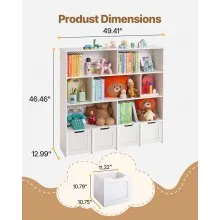 VEVOR Toy Storage Organizer 3-Tier Wooden Cabinet 11 Section Cubbies with Drawer