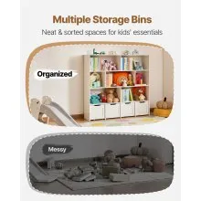 VEVOR Toy Storage Organizer 3-Tier Wooden Cabinet 11 Section Cubbies with Drawer