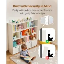 VEVOR Toy Storage Organizer 3-Tier Wooden Cabinet 11 Section Cubbies with Drawer