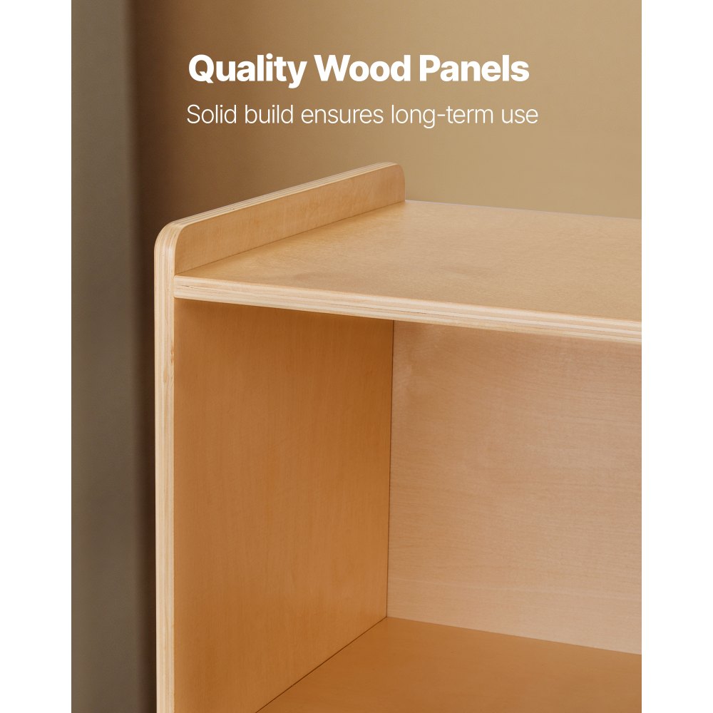 VEVOR Montessori Bookshelf, 1140 mm Width Toy Storage Organizer, 5-Section Kids Display Storage Cabinet, Daycare Furniture, Kids Bookshelf for Bedroom, Nursery, Living Room, Entryway, Preschool, Brown