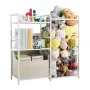 VEVOR Kids Bookshelf and Stuffed Animal Storage, Toy Storage Organizer, 2-Tier Book Shelf with Fabric Toy Chest, Toy Storage for Kids Room, Living Room, Entryway, Nursury, Preschool, White
