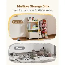 VEVOR Stuffed Animal Storage Toy Organizer 2-Tier Bookshelf 4 Cubbies White